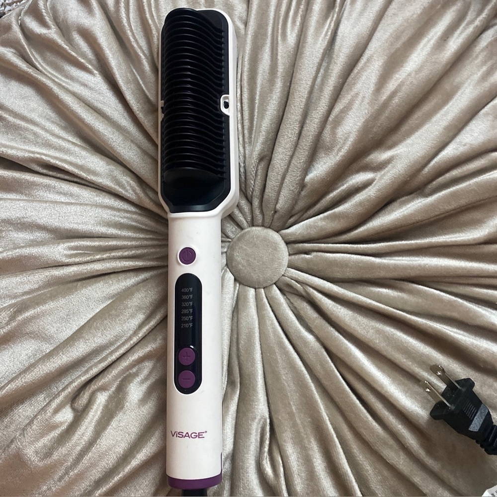 🎀 Visage Hair Straightening Brush New -  White and Purple Heats up to 400 F